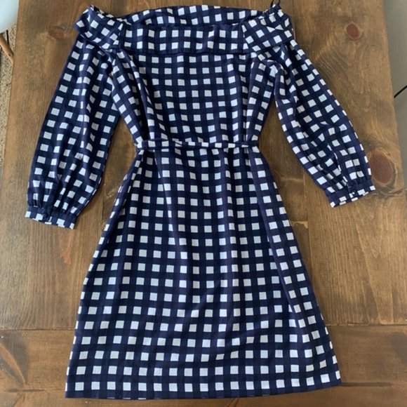 sale!Banana Republic Off Shoulder Gingham Dress - Picture 4 of 8